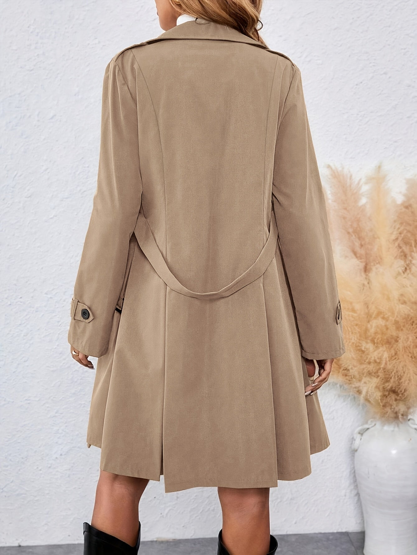 Dam Trenchcoat med Skärp, Dubbelknäppt och Fickor, Flerfärgad