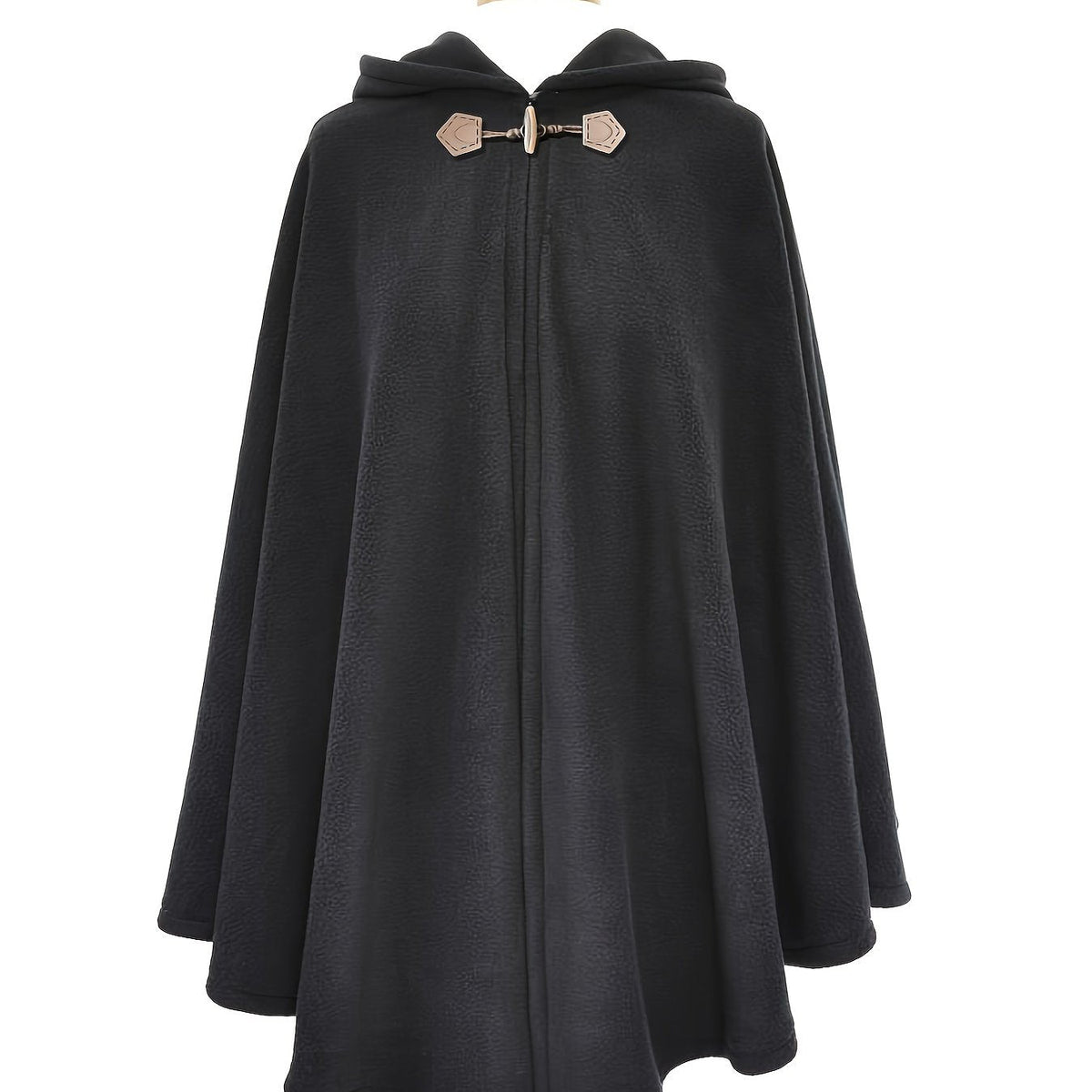 Fleeceponcho med luva och knäppning, enfärgad damponcho