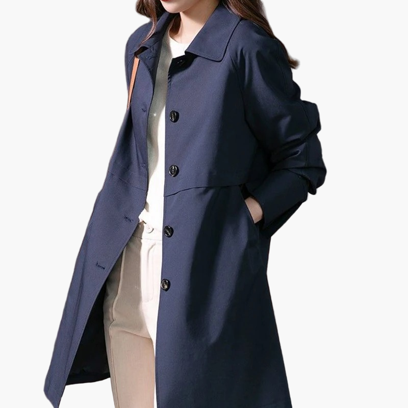 Dam Traditionell Kort Trenchcoat – Elegant Vår- och Höstjacka för Jobb och Fritid