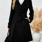 Dam Trenchcoat med Skärp, Dubbelknäppt och Fickor, Flerfärgad