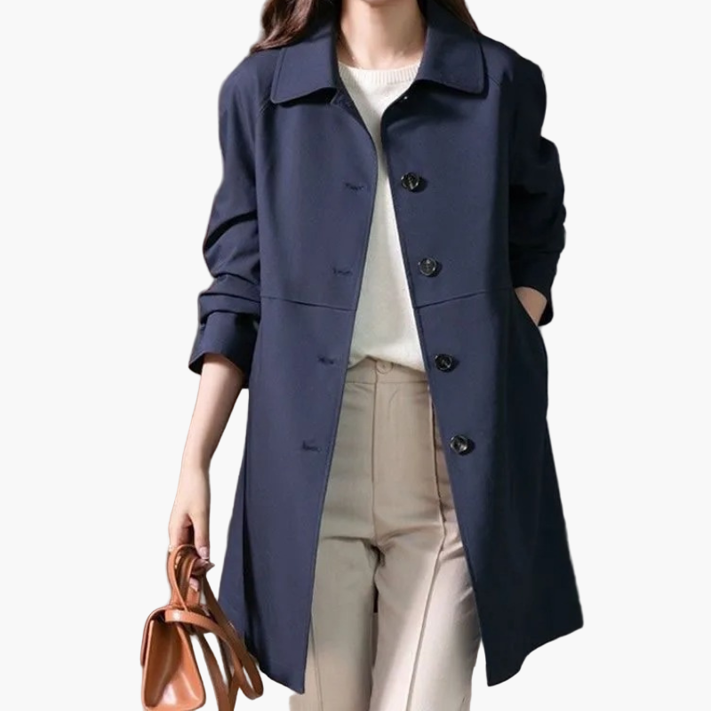 Dam Traditionell Kort Trenchcoat – Elegant Vår- och Höstjacka för Jobb och Fritid