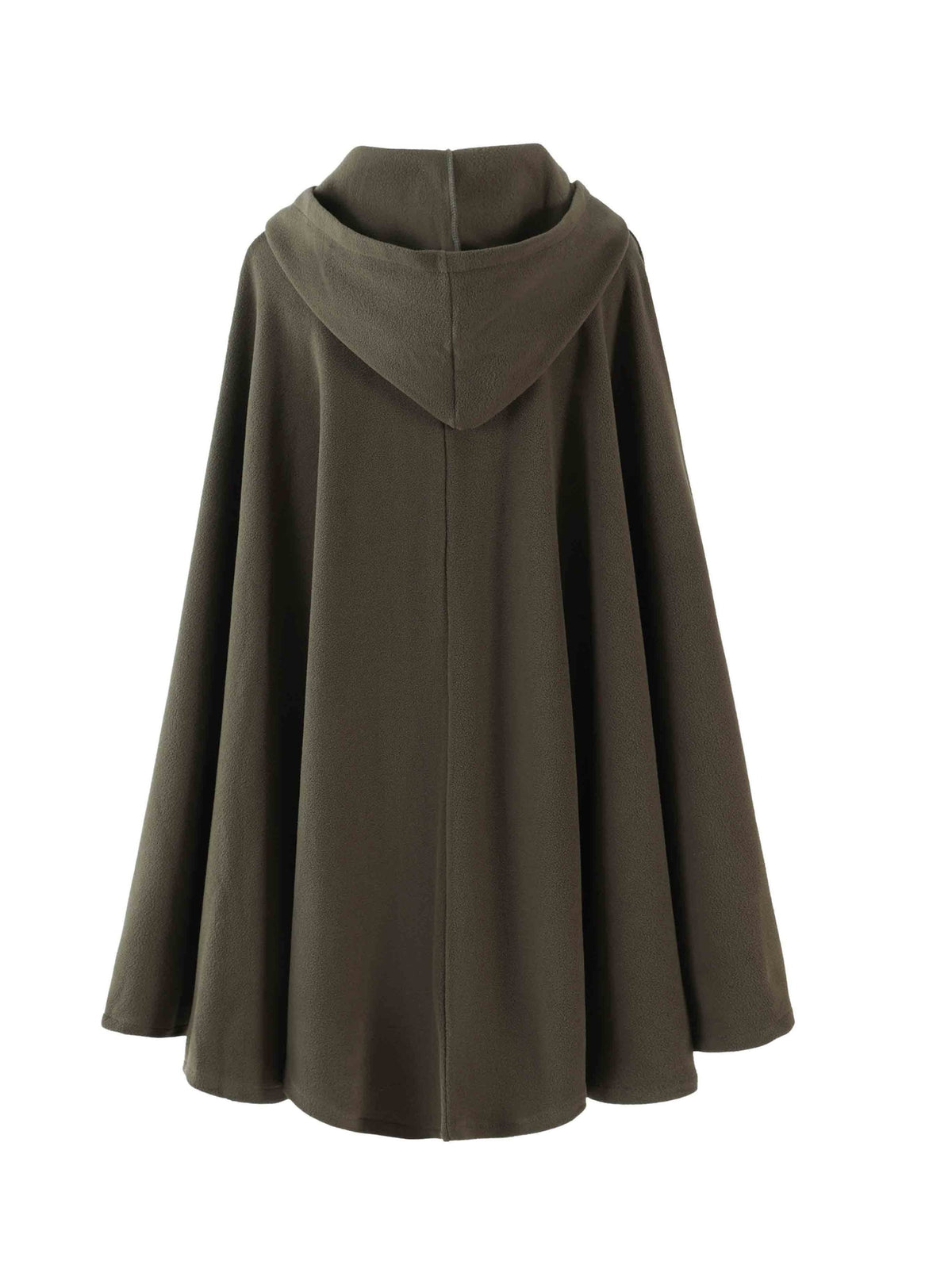 Fleeceponcho med luva och knäppning, enfärgad damponcho