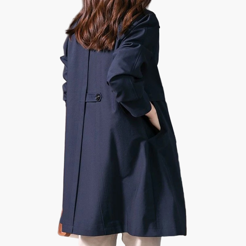 Dam Traditionell Kort Trenchcoat – Elegant Vår- och Höstjacka för Jobb och Fritid