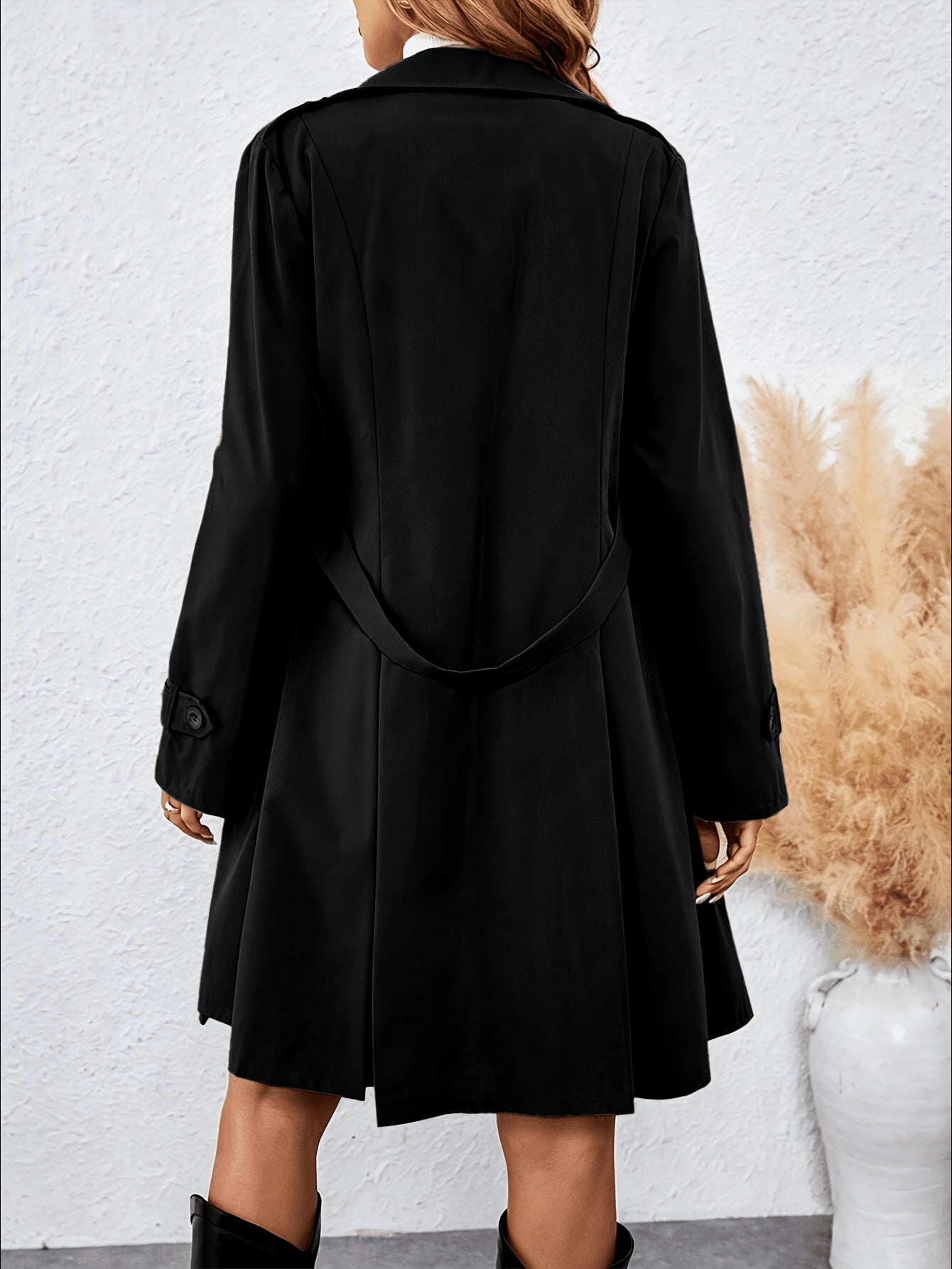 Dam Trenchcoat med Skärp, Dubbelknäppt och Fickor, Flerfärgad