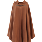 Fleeceponcho med luva och knäppning, enfärgad damponcho
