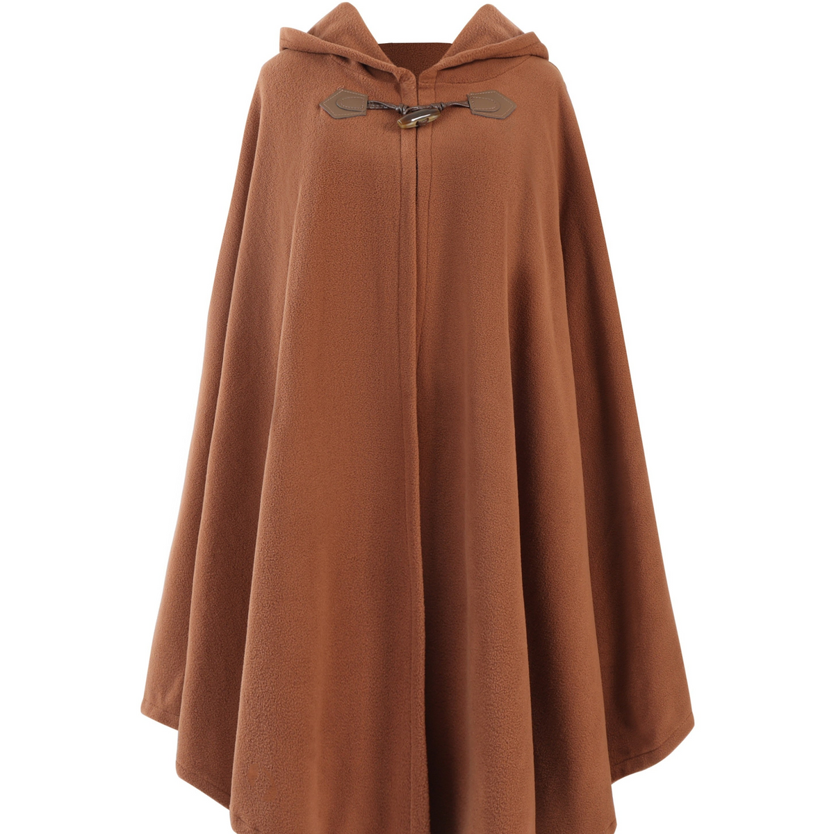 Fleeceponcho med luva och knäppning, enfärgad damponcho