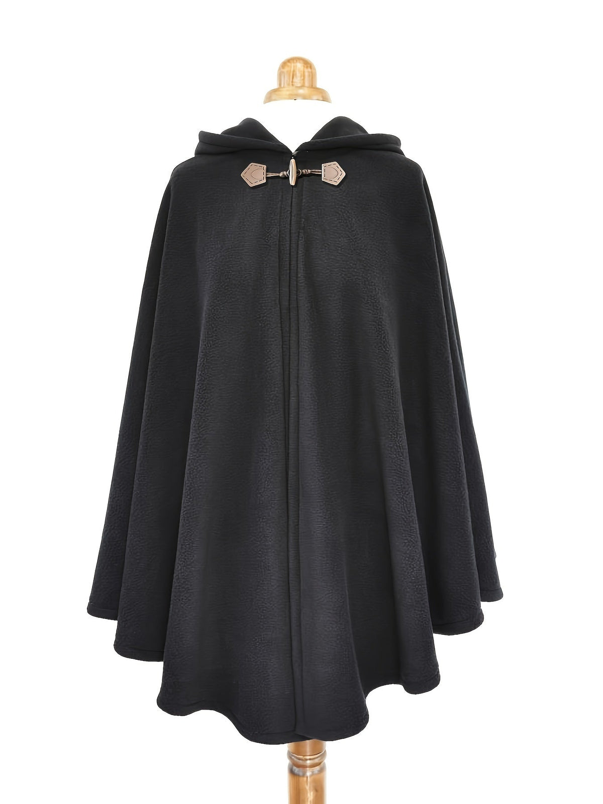 Fleeceponcho med luva och knäppning, enfärgad damponcho