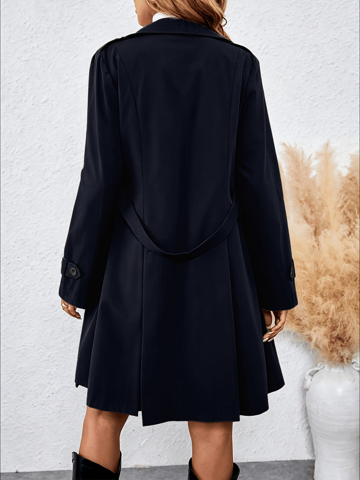 Dam Trenchcoat med Skärp, Dubbelknäppt och Fickor, Flerfärgad