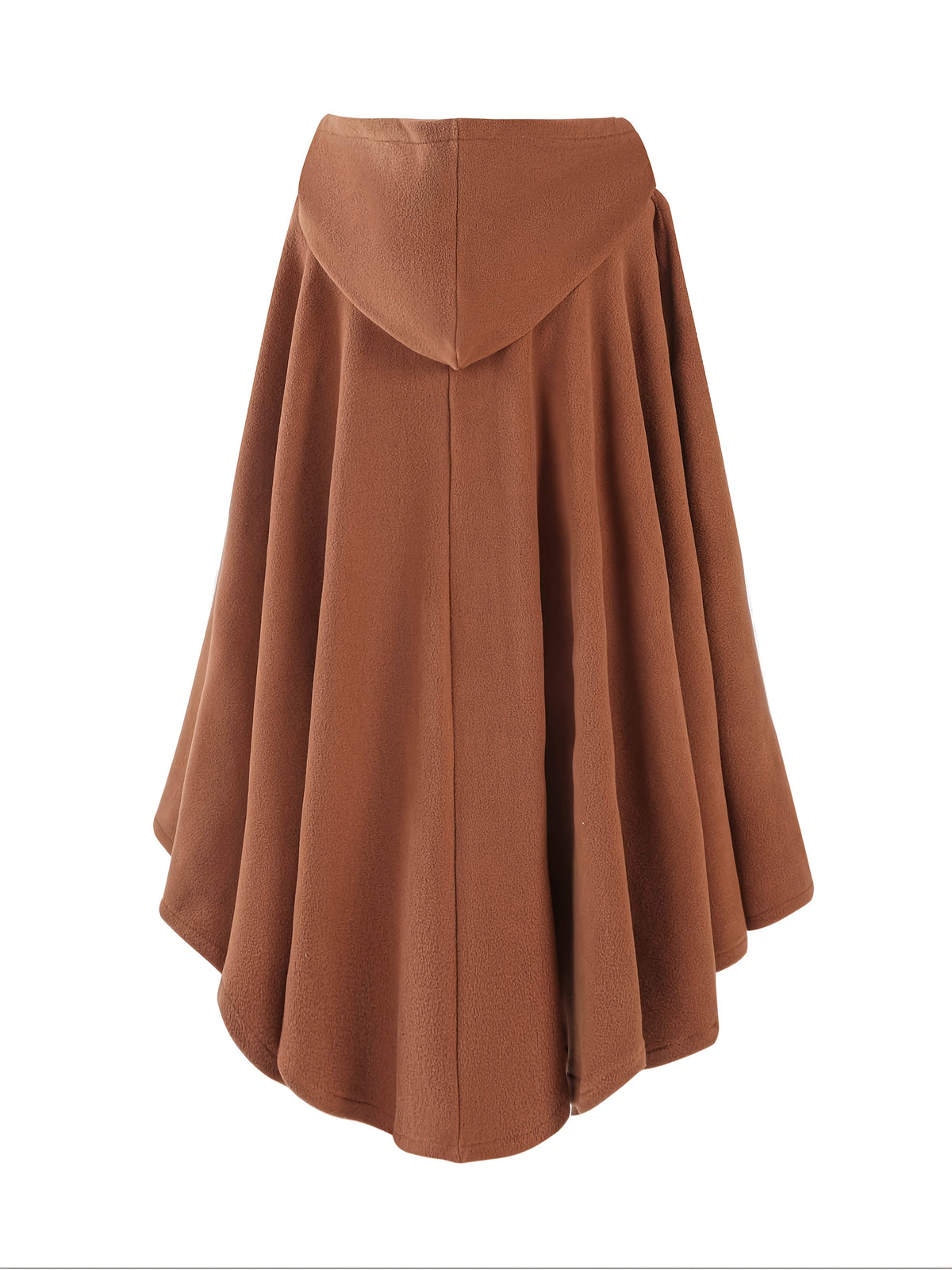 Fleeceponcho med luva och knäppning, enfärgad damponcho