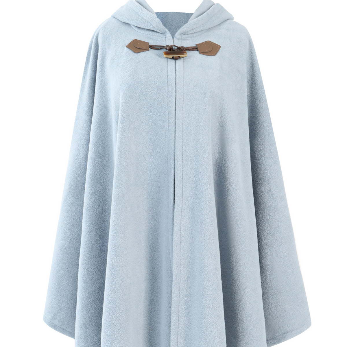 Fleeceponcho med luva och knäppning, enfärgad damponcho