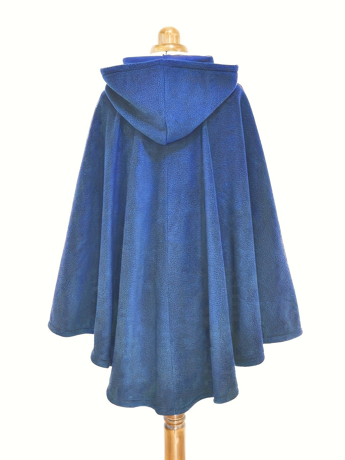 Fleeceponcho med luva och knäppning, enfärgad damponcho