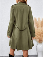Dam Trenchcoat med Skärp, Dubbelknäppt och Fickor, Flerfärgad