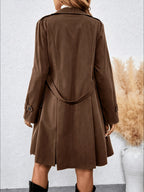 Dam Trenchcoat med Skärp, Dubbelknäppt och Fickor, Flerfärgad