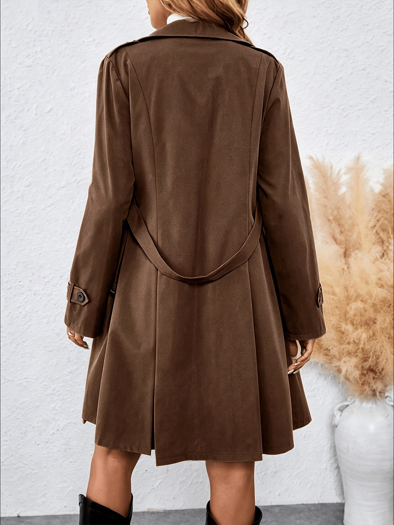 Dam Trenchcoat med Skärp, Dubbelknäppt och Fickor, Flerfärgad