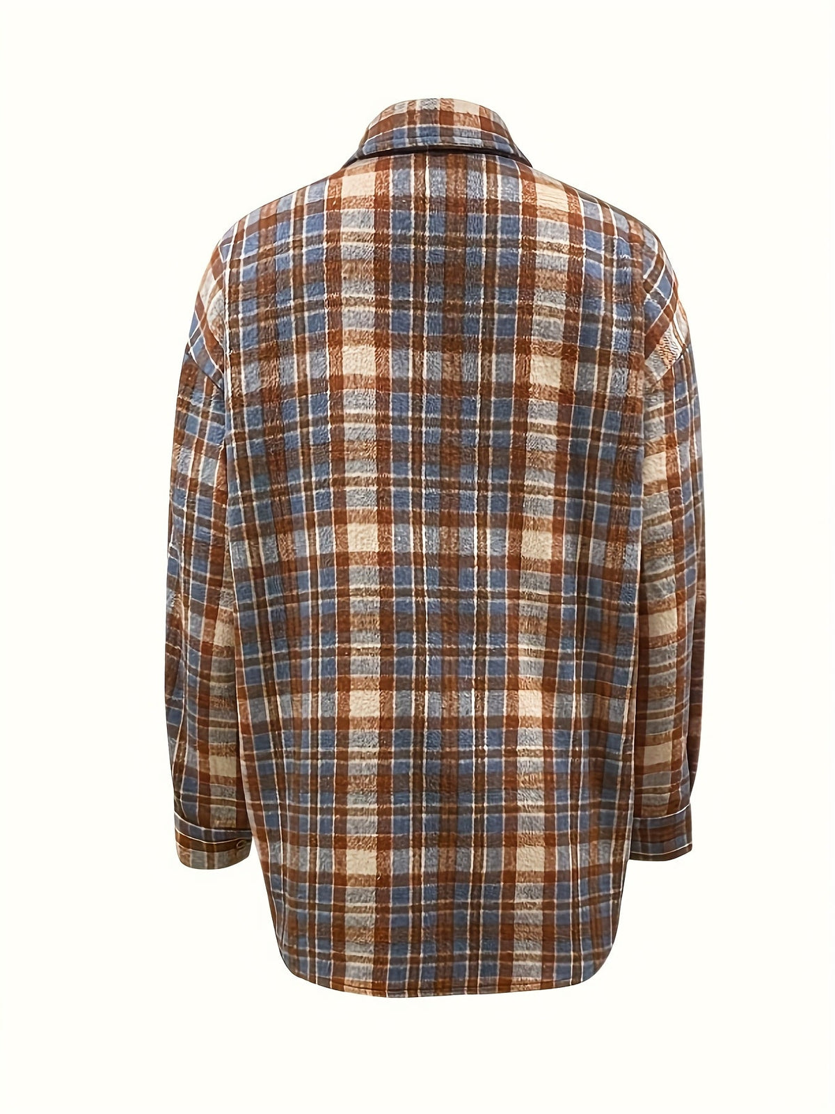 Rutig Overshirt i Mjukt Tyg med Bröstfickor, Flerfärgad