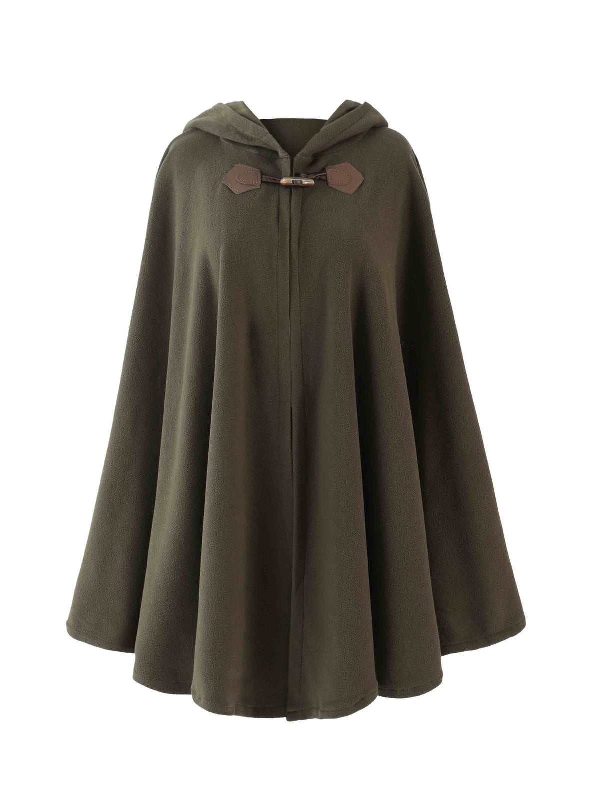 Fleeceponcho med luva och knäppning, enfärgad damponcho