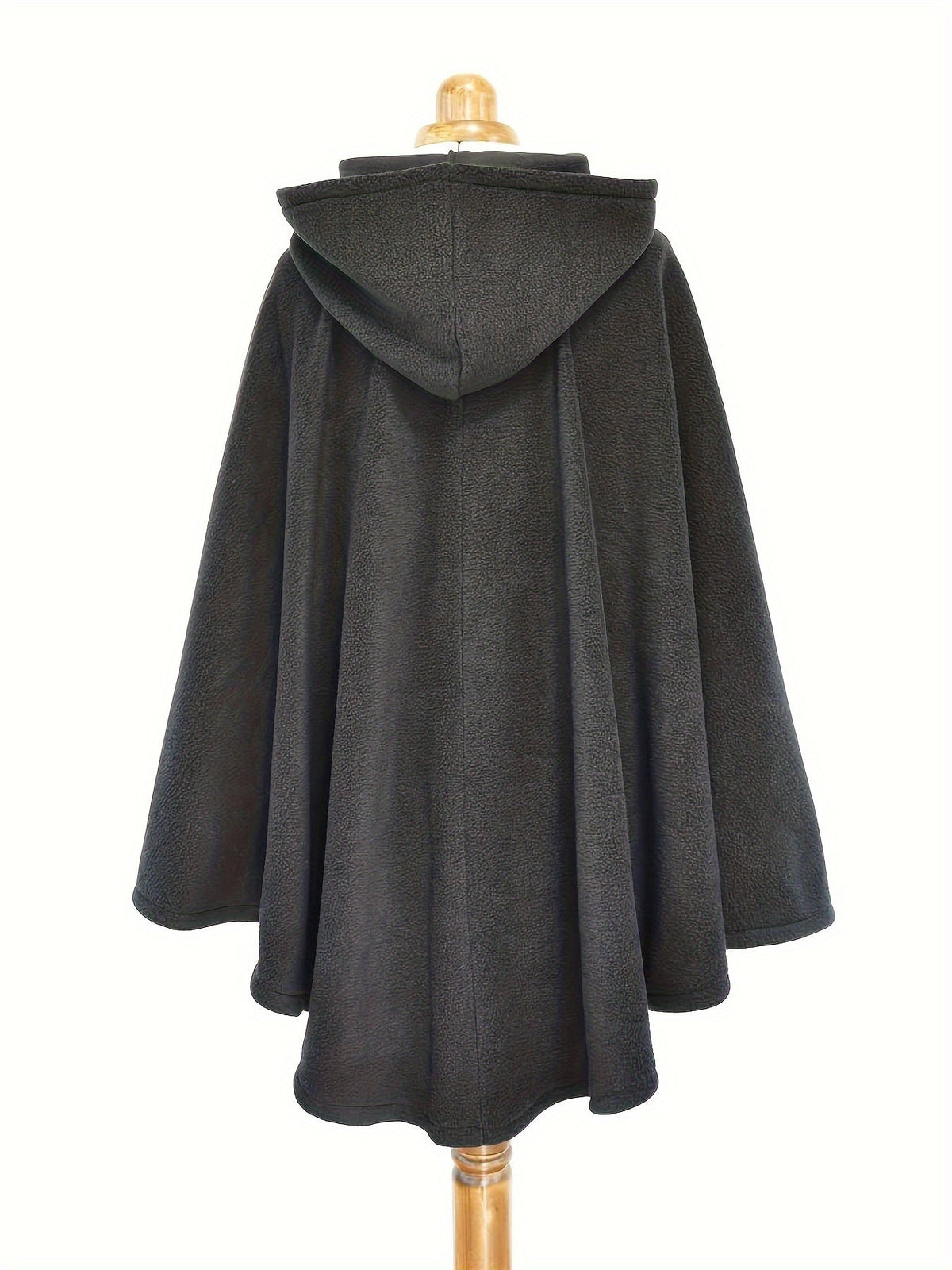 Fleeceponcho med luva och knäppning, enfärgad damponcho